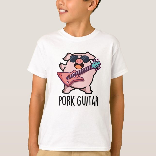 Camiseta Violão De Porco Engraçado Rock Guitar Pun (Frente)