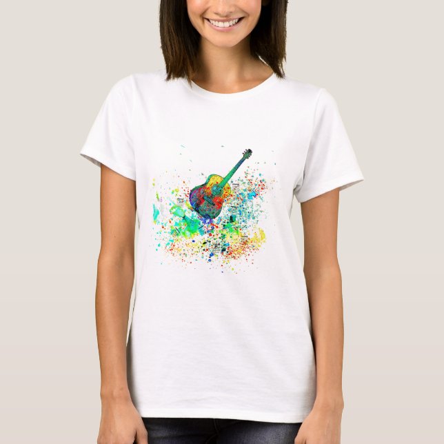 Camiseta Violão e acordes respingam (Frente)
