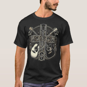 Camiseta Violão Elétrico Acústico Cruz Cristão Deus Jesus