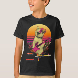 Camiseta Violão Elétrico de Vaporwave Japonês tocando Ca
