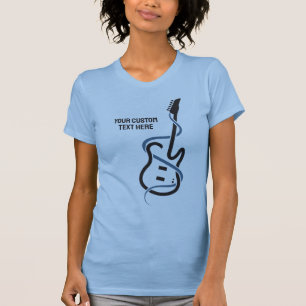 Camiseta Violão Estilizado de Texto Personalizado