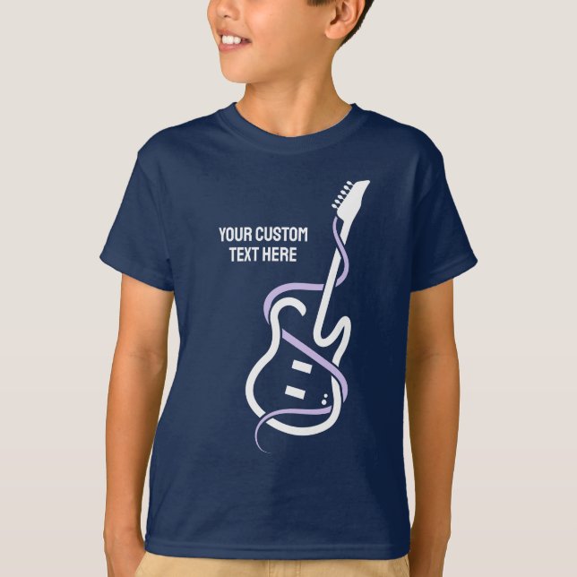 Camiseta Violão Estilizado de Texto Personalizado (Frente)