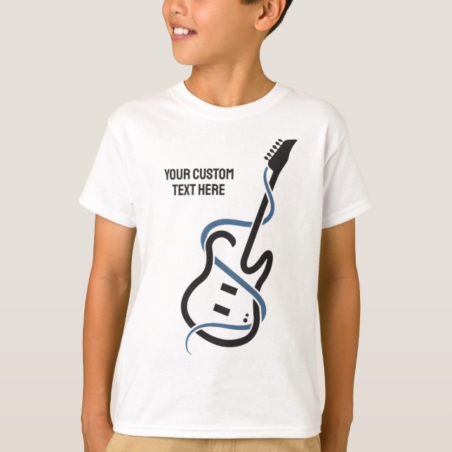 Camiseta Violão Estilizado de Texto Personalizado (Frente)