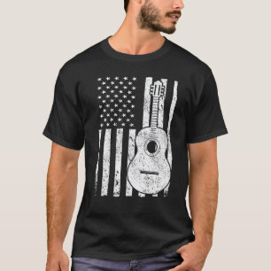 Camiseta Violão EUA Bandeira Americana Para Guitarrista