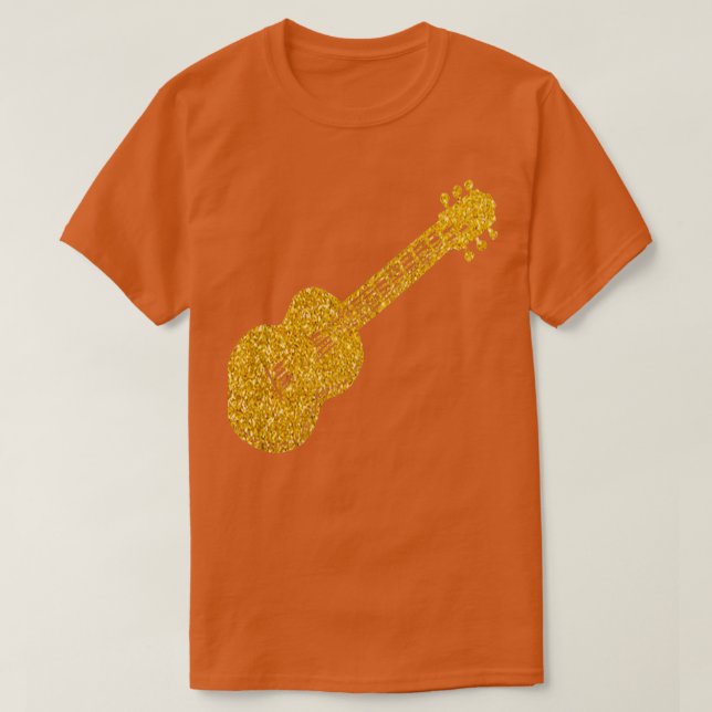 Camiseta Violão Glitter Dourado (Frente do Design)