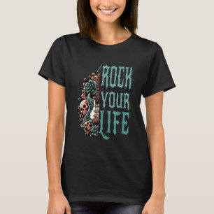 Camiseta Violão legal e caveira agitam sua vida