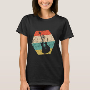 Camiseta Violão Retro Envelhecido Hexágono Guitarrista