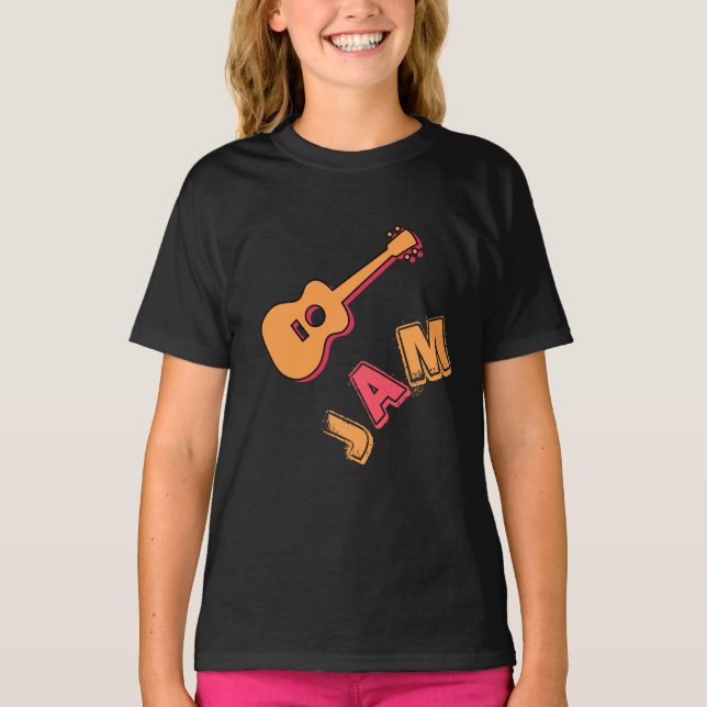 Camiseta Violão Rochoso, Estilo de Emperramento de Música,  (Frente)