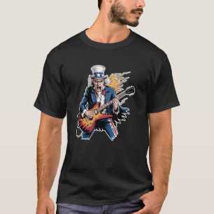 Camiseta Violão Rock Patriótico Tio Sam 4 de Julho