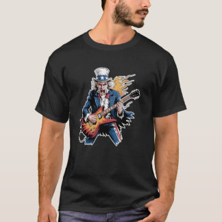 Camiseta Violão Rock Patriótico Tio Sam 4 de Julho