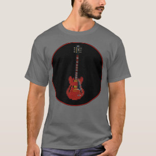 Camiseta Violão Vermelho de Pixel em um Círculo Negro