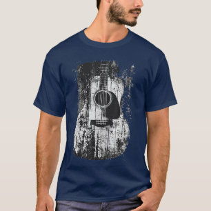 Camiseta Violão Vintage Desgastado Música Rock Roll