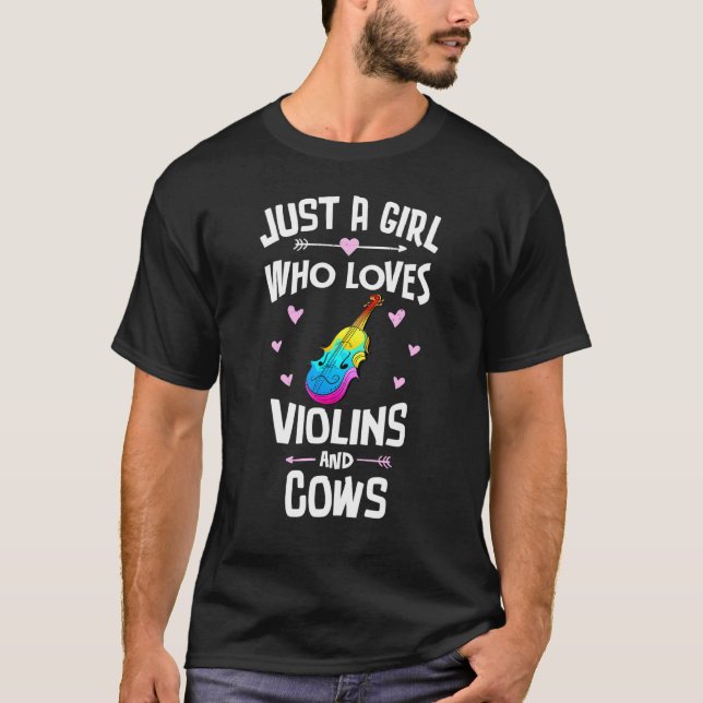 Camiseta Violas E Vacas Para Meninas Mulheres (Frente)