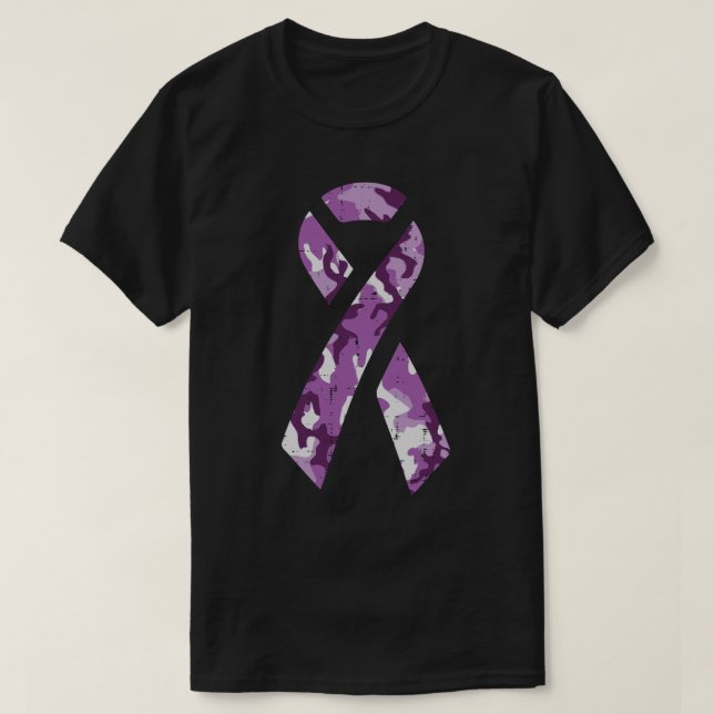 Camiseta Violência Doméstica Camo Friso Roxo Sensibilização (Frente do Design)