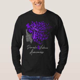 Camiseta Violência Doméstica Consciência Borboletas Roxas
