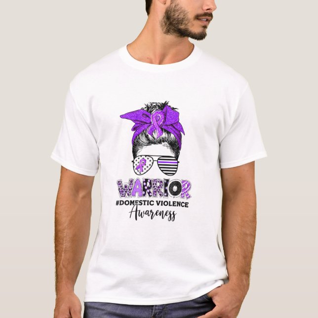 Camiseta Violência Doméstica Guerreira Fita Purple Consciên (Frente)
