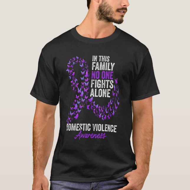 Camiseta Violência Doméstica Sensibilização Mês Borboletas  (Frente)