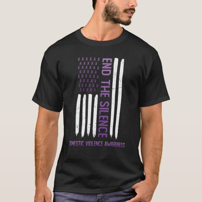 Camiseta Violência Doméstica Sensibilização Púrpura EUA Ban (Frente)