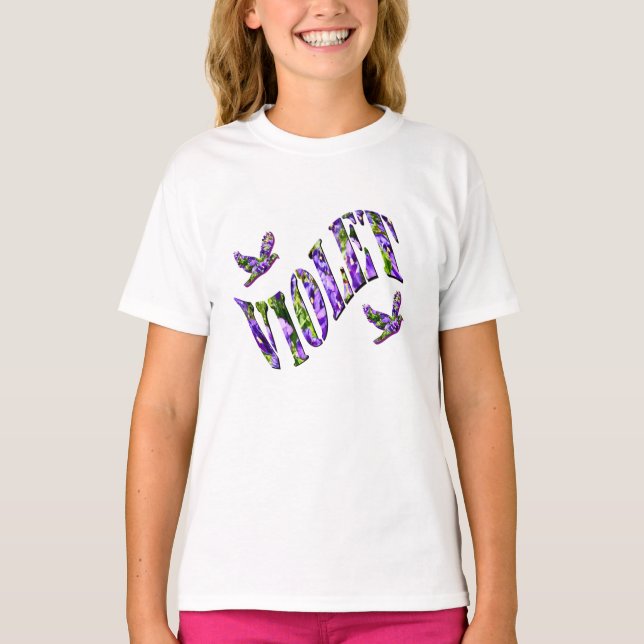 Camiseta Violet, Nome De Meninas Feito Com Panteras Roxas, (Frente)