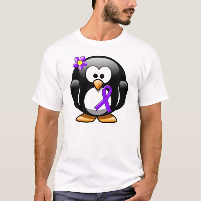 Camiseta Violet Ribbon Penguin, Linfoma Hodgkin (Frente)