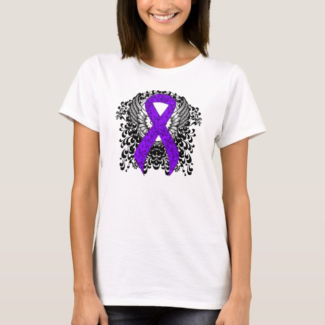 Camiseta Violet Ribbon with Wings, Linfoma de Hodgkin (Frente)