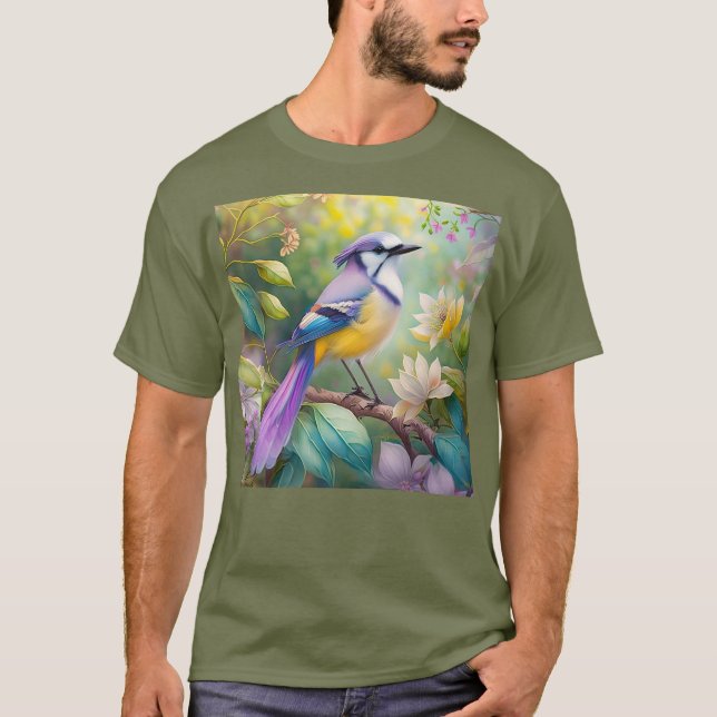 Camiseta Violet Tufted Jay Fantasy Bird (Frente)