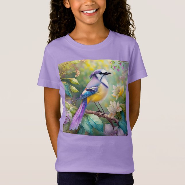 Camiseta Violet Tufted Jay Fantasy Bird (Frente)