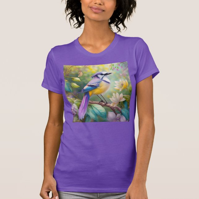 Camiseta Violet Tufted Jay Fantasy Bird (Frente)
