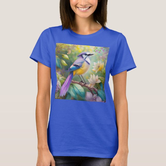 Camiseta Violet Tufted Jay Fantasy Bird (Frente)