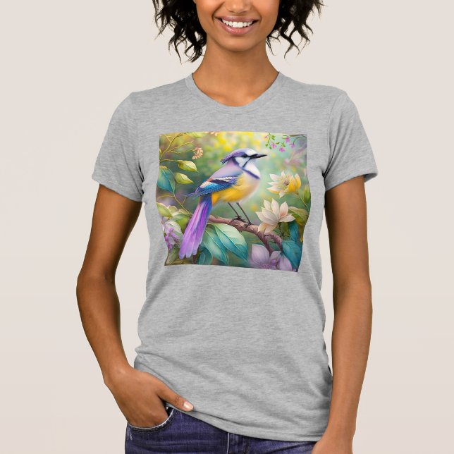 Camiseta Violet Tufted Jay Fantasy Bird (Frente)