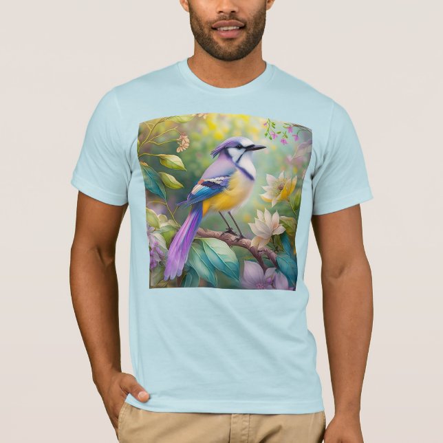 Camiseta Violet Tufted Jay Fantasy Bird (Frente)