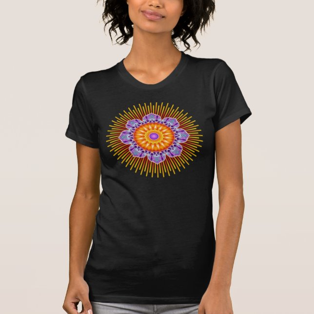 Camiseta Violeta amarela da mandala (Frente)
