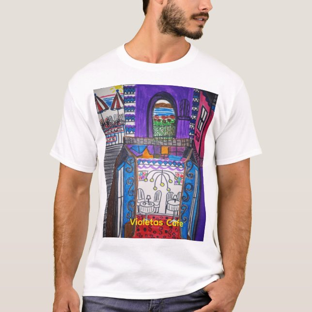 Camiseta Violeta's Cafe Men's Basic T-Shirt (Frente)