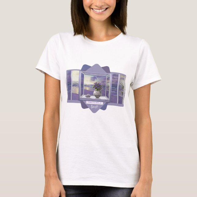 Camiseta violetas em vidro luar (Frente)