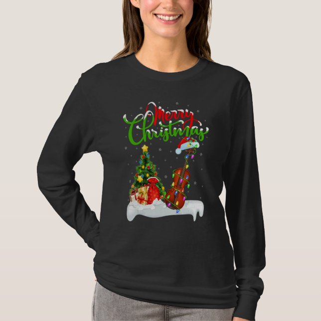 Camiseta Violin Music   Xmas Decorations Santa Violin Chris (Frente)