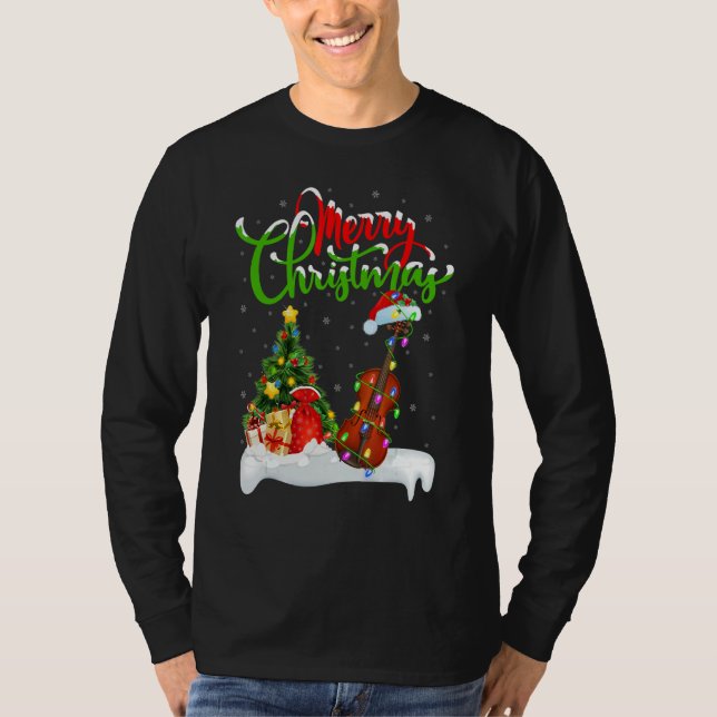 Camiseta Violin Music   Xmas Decorations Santa Violin Chris (Frente)