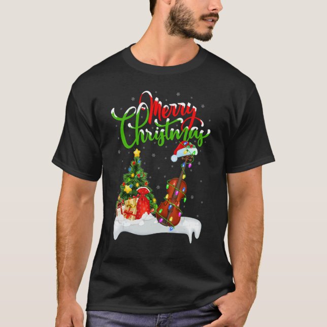 Camiseta Violin Music   Xmas Decorations Santa Violin Chris (Frente)