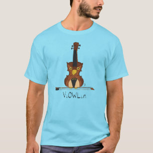 Camiseta Violin Owl Engraçado Música infantil