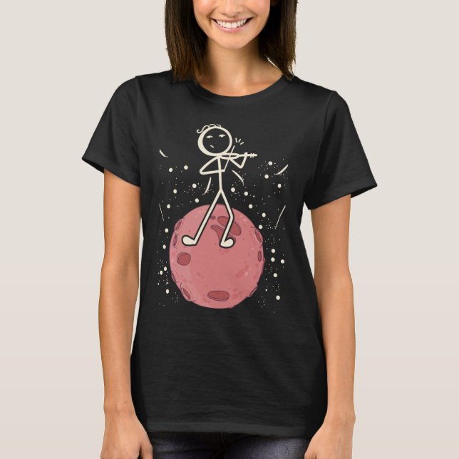 Camiseta Violin Stick Player In Planet Violin Music Violin (Frente)