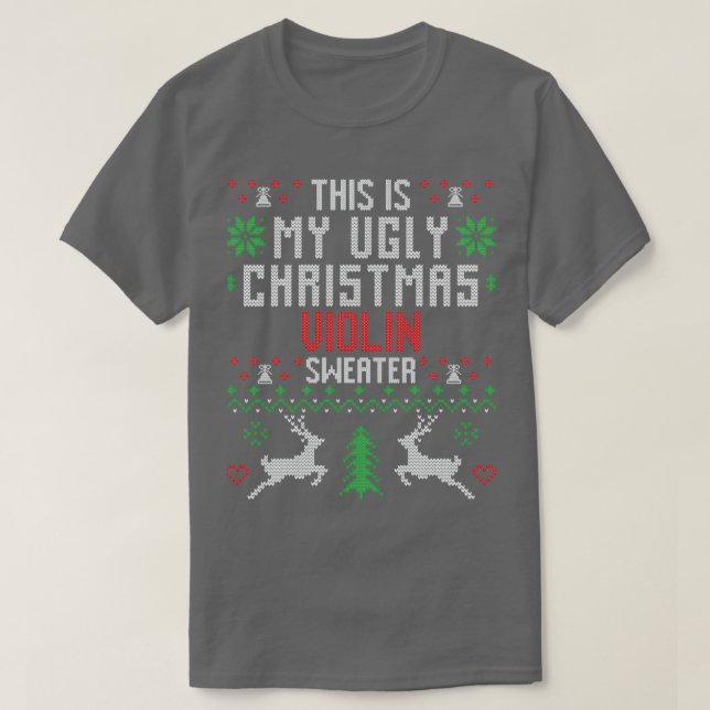 Camiseta Violin Ugly Christmas Sweater (Frente do Design)