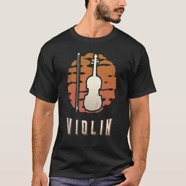 Camiseta Violin Vintage Retro Classic Sunset Music (Frente)