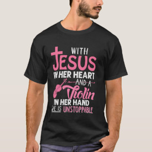 Camiseta Violinista Com Jesus No Coração Violinista