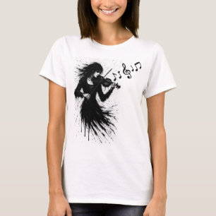 Camiseta Violinista Nascido da Tinta na Tempestade de Som