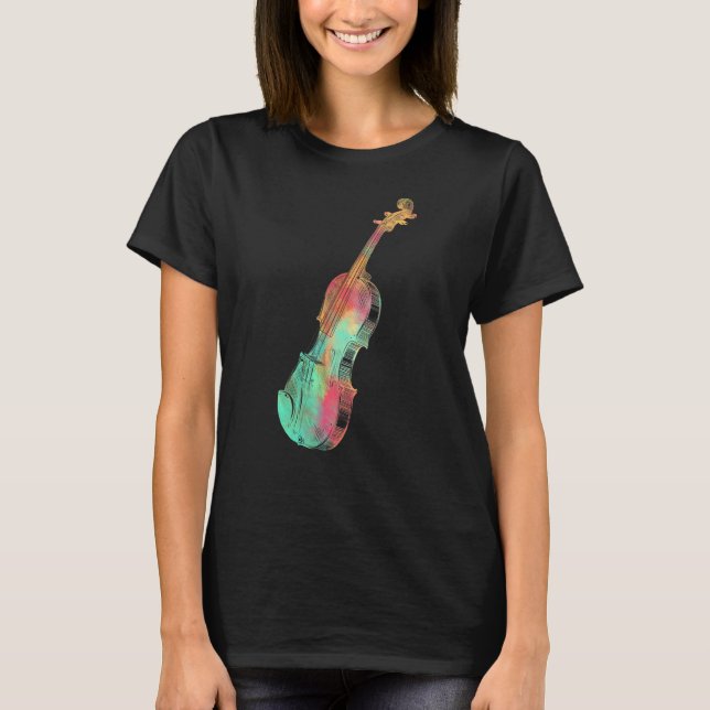 Camiseta Violinista Para Homens Estilo Colorido Violino (Frente)