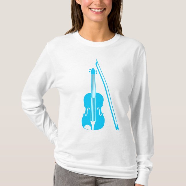 Camiseta Violino - Azul-Céu (Frente)