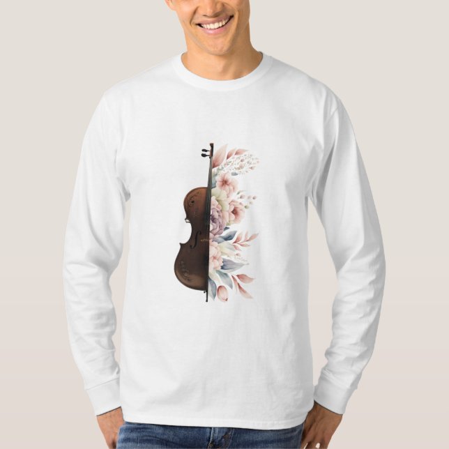 Camiseta Violino com flores. (Frente)
