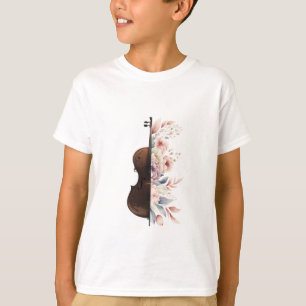 Camiseta Violino com flores.