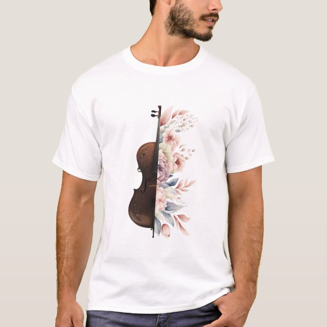 Camiseta Violino com flores. (Frente)