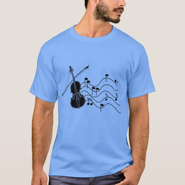 Camiseta Violino com presente de notas musicais (Frente)