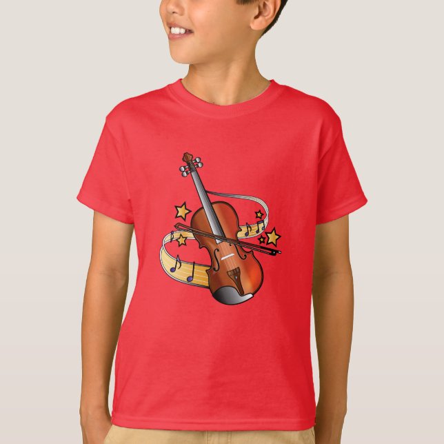 Camiseta Violino e Arco com Notas e Estrelas (Frente)